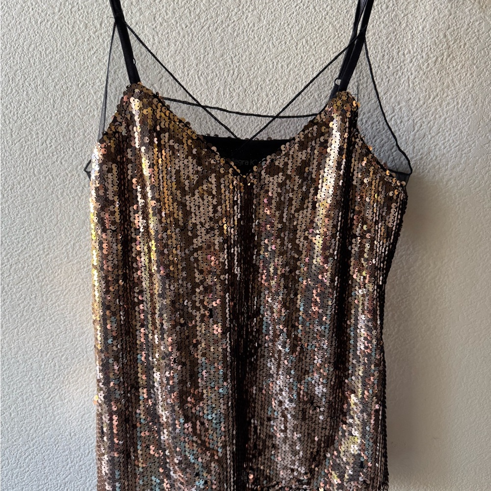 Allegra K Gold and Black Sequin Camisole
